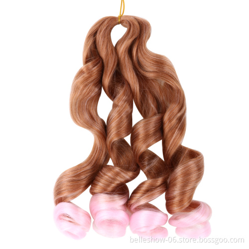 Hot sell  Synthetic deep hair bulk crochet curl  braids 150g spiral curly hair ombre color   curly braiding hair